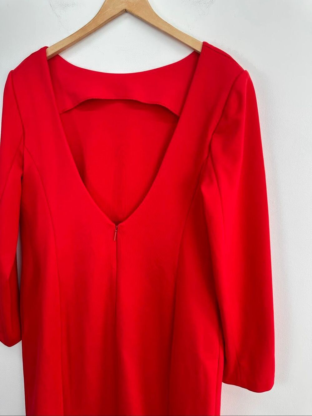 Spanx Women’s Ponte Knit Red Long Sleeve Low Back Midi Dress - Picture 9 of 15